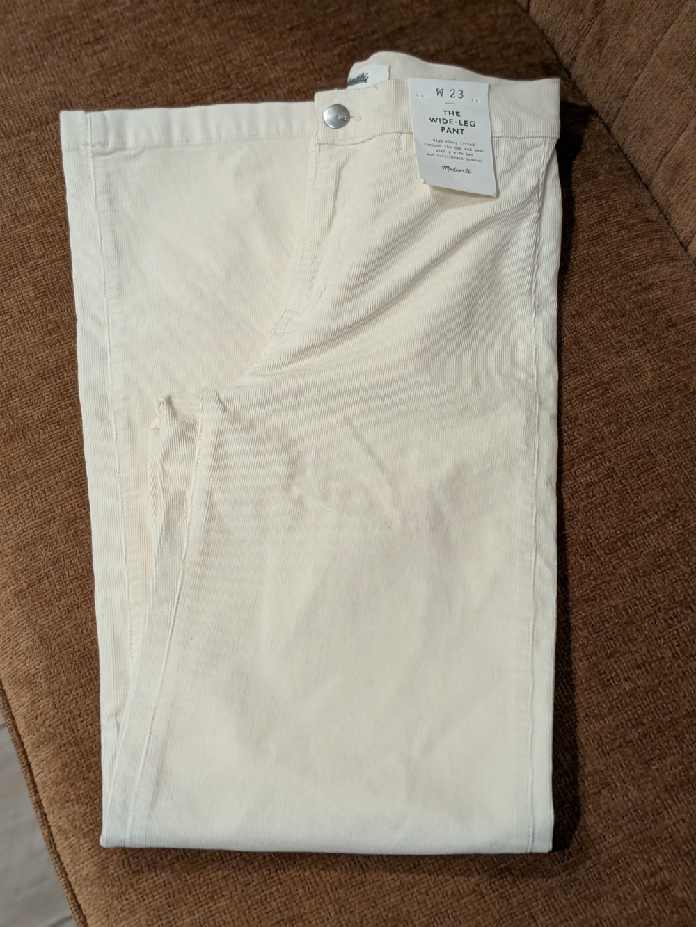 Madewell Off-White Corduroy Wide-Leg Pants
